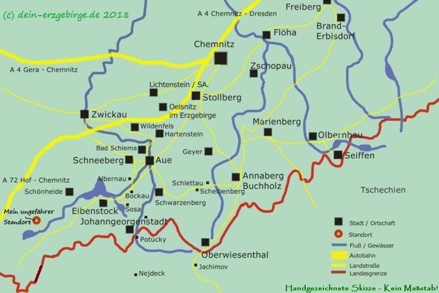 Felsenweg im Vogtland (Sachsen) mit Wanderrouten bei Grünbach